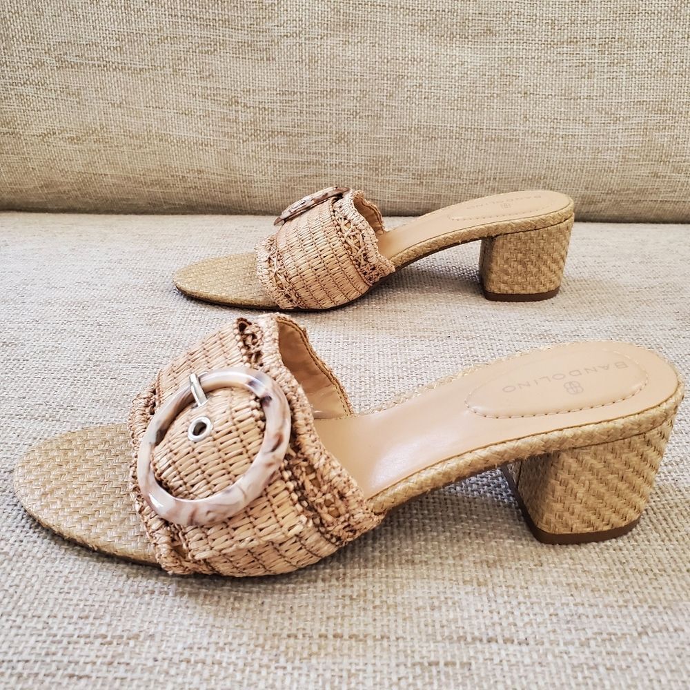 Bandolino Anni Crochet Block Heel Slide Dress Sandals sz 8 - Picture 6 of 13